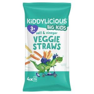 Kiddylicious Salt & Vinegar Veggie Straws Kids Snacks 4x12g