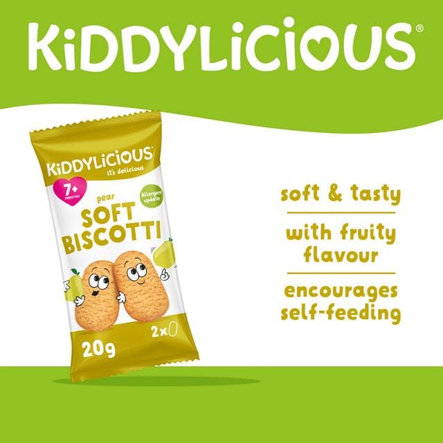 Kiddylicious Pear Soft Biscotti Baby Snacks 6x20g - gallery image 2