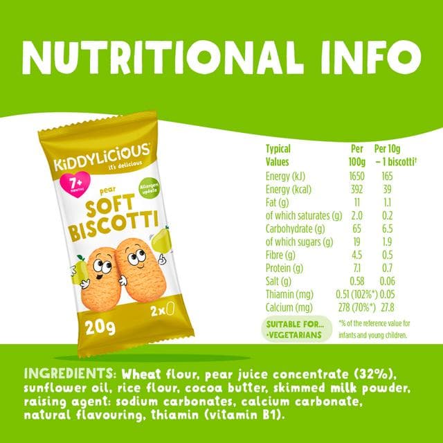 Kiddylicious Pear Soft Biscotti Baby Snacks 6x20g - gallery image 3