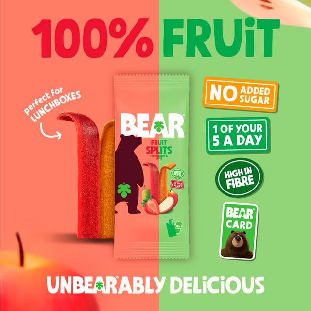 BEAR Fruit Splits Strawberry & Apple Multipack 5x20g - gallery image 3