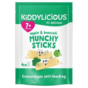 Kiddylicious Apple & Broccoli Munchy Sticks Baby Snacks 4x4g