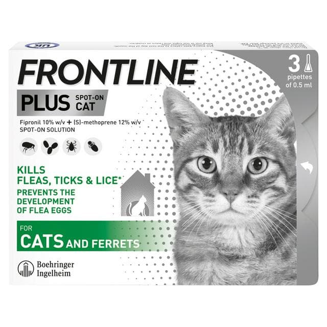 Frontline Plus Flea & Tick Treatment Cat x3 - gallery image 1