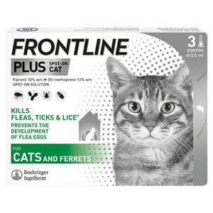 Frontline Plus Flea & Tick Treatment Cat x3