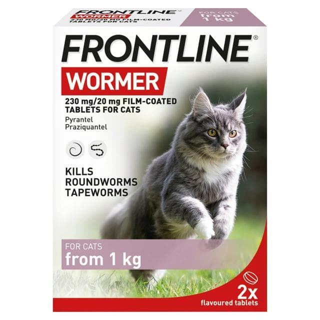 Frontline Wormer Film Coated Flavoured Tablets For Cats x2 230/20mg - gallery image 1
