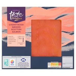 Sainsbury's ASC Scottish Cherry Wood Smoked Salmon, Taste the Difference 100g (Ready To Eat)