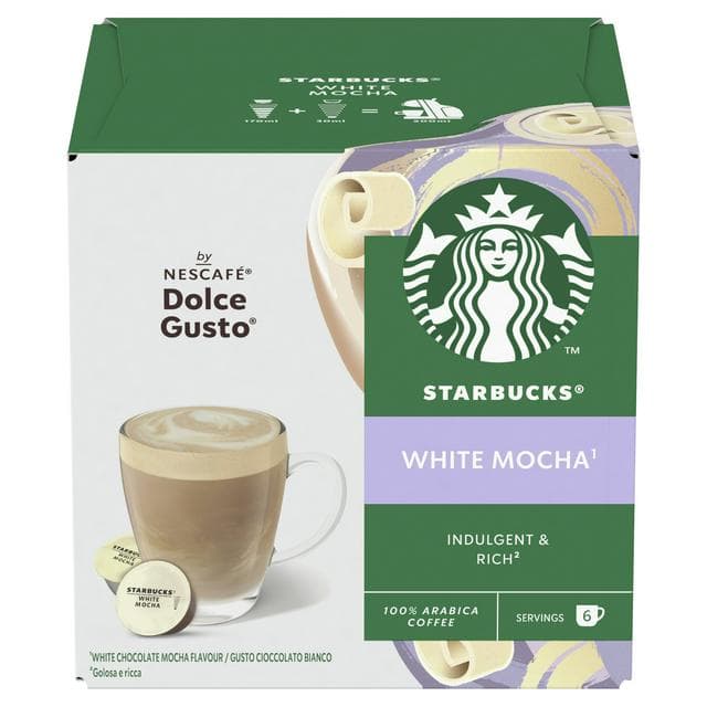 Starbucks by Nescafé Dolce Gusto 12 x White Mocha Coffee Pods (6 Servings) - gallery image 1