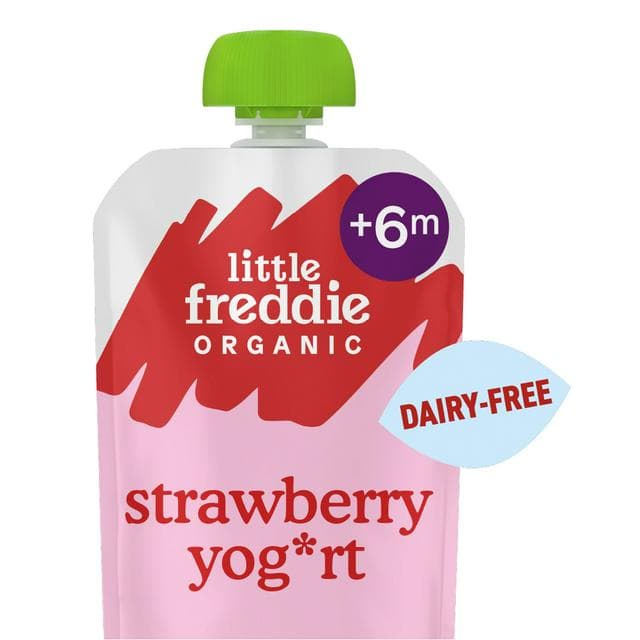 Little Freddie Organic Dairy Free Strawberry Yoghurt Baby Food Pouch 6+ Months 90g - gallery image 1