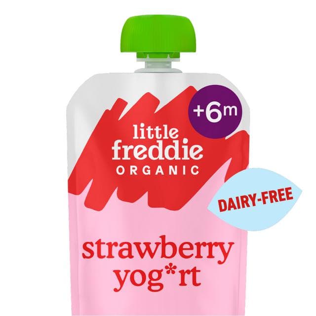 Little Freddie Organic Dairy Free Strawberry Yoghurt Baby Food Pouch 6+ Months 90g - gallery image 2