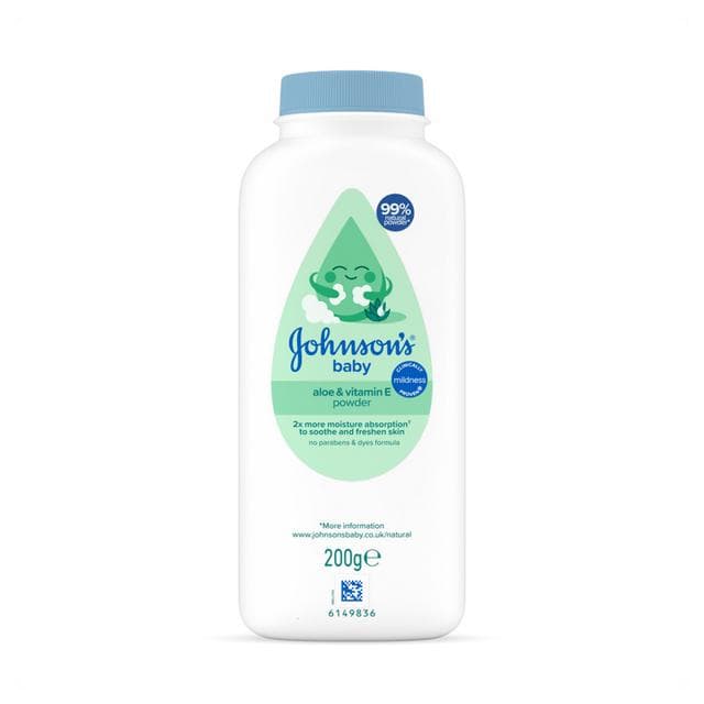 Johnson's Baby Natural Cornstarch Powder with Aloe & Vitamin E 200g - gallery image 2