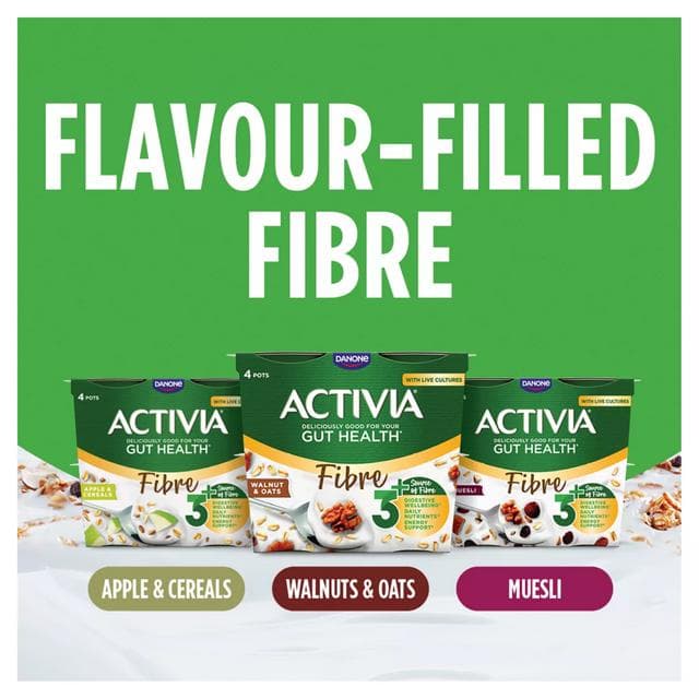 Activia Fibre Walnut & Oat Gut Health Breakfast Yoghurt Multipack 4 x 115g - gallery image 5