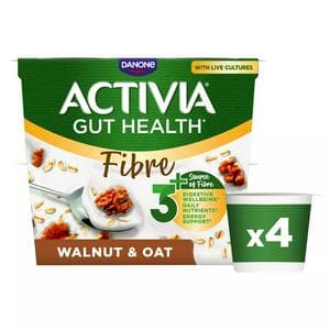 Activia Fibre Walnut & Oat Gut Health Breakfast Yoghurt Multipack 4 x 115g