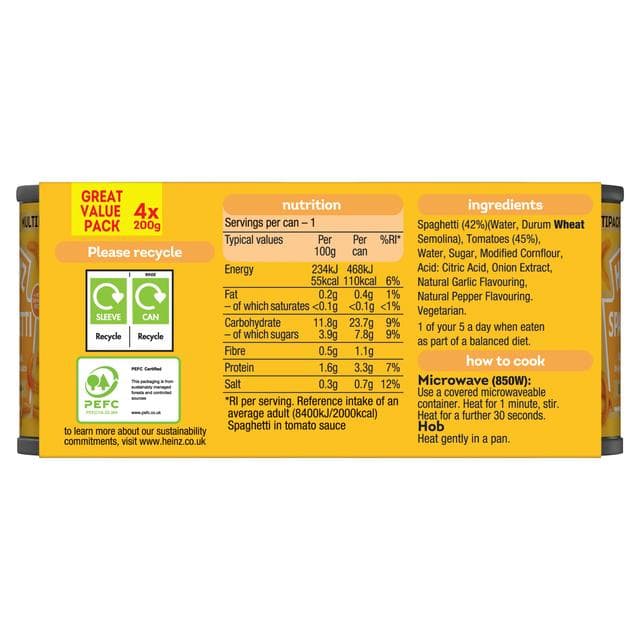 Heinz Spaghetti Great Value Pack 4 x 200g - gallery image 4