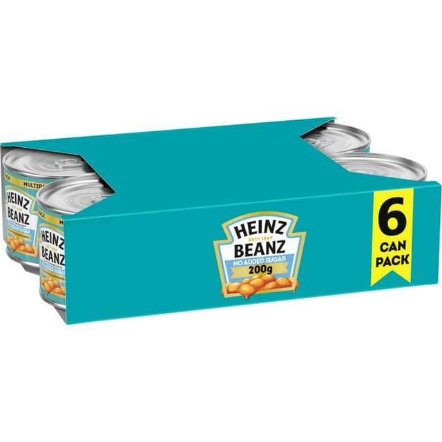 Heinz Baked Beans No Added Sugar in a Rich Tomato Sauce Great Value Pack 6x200g - gallery image 1