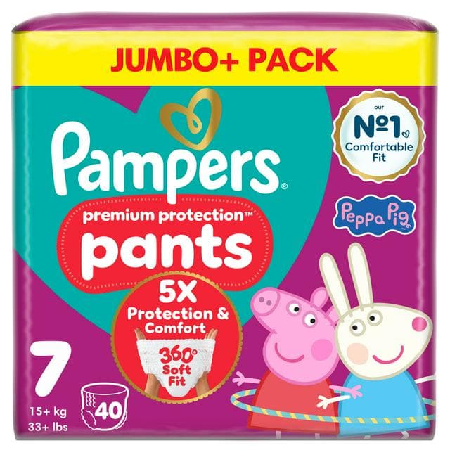 Pampers Premium Protection Nappy Pants Jumbo+ Pack Nappies Size 7, 17kg+ x40 - gallery image 1