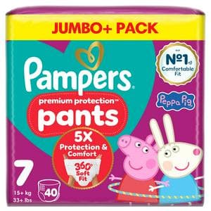 Pampers Premium Protection Nappy Pants Jumbo+ Pack Nappies Size 7, 17kg+ x40