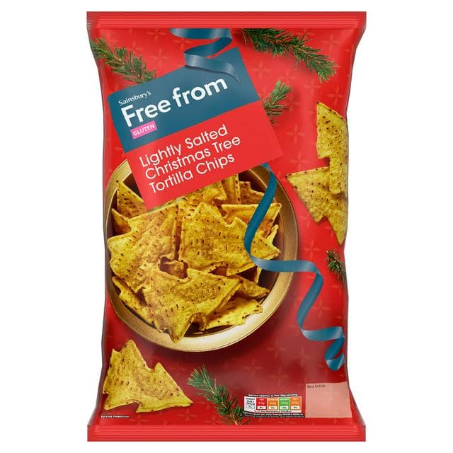 Sainsbury's Free From Lightly Salted Christmas Tree Tortilla Chips 200g - gallery image 1