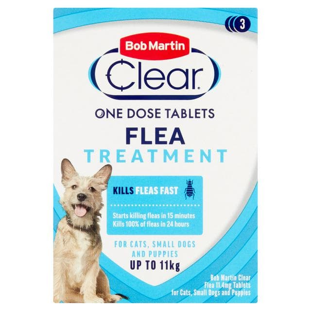 Bob Martin Clear Flea Tablets For Cats Small Dogs & Puppies Treatment x3 11.4mg - gallery image 1