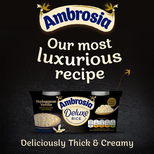 Ambrosia Deluxe 2 x 110g Madagascan Vanilla Rice Pudding Dessert Snack Pots - gallery image 4