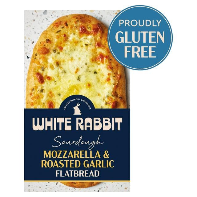 White Rabbit 210g Mozzarella & Roasted Garlic Gluten Free Flatbread - gallery image 1