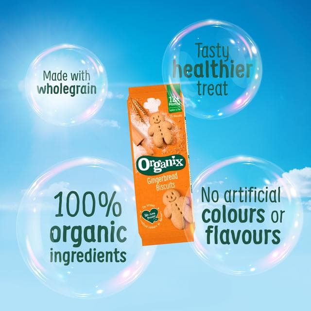 Organix 5 x 20g 12+ Months Mini Gingerbread Men Biscuits Toddler Multipack Snacks - gallery image 2