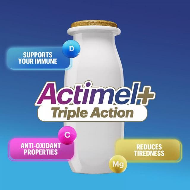 Actimel Triple Action Strawberry & Pomegranate Yoghurt Drink 8 x 100g - gallery image 2