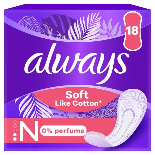 Always Soft Like Cotton 0% Perfume Normal Liners x18 - gallery image 1