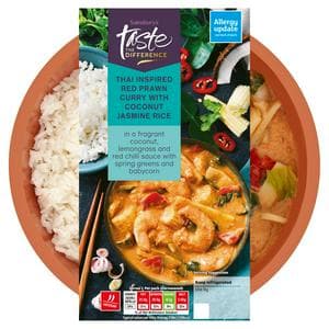 Sainsbury's Thai Red Prawn Curry with Jasmine Rice Ready Meal For 1, Taste the Difference 400g