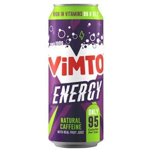 Vimto Energy 500ml Natural Caffeine with Real Fruit Juice Can