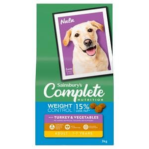 Sainsbury's 3kg Complete Nutrition Weight Control  Adult 1 - 7 Years with Turkey & Vegetables