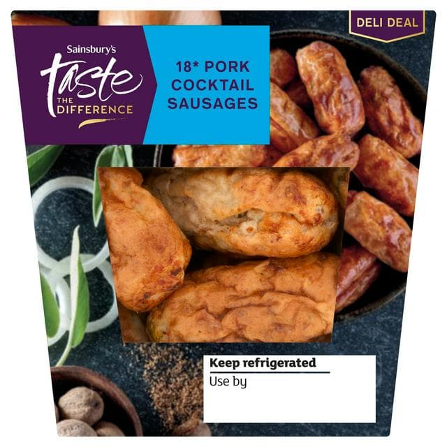 Sainsbury's 18 x Pork Cocktail Sausages, Taste the Difference 198g - gallery image 1