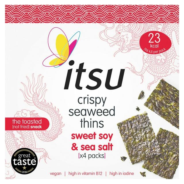 itsu 4 x 5g Sweet Soy & Sea Salt Multipack Crispy Seaweed Thins - gallery image 1