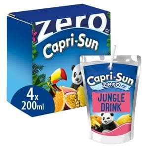 Capri Sun 4 x 200ml Zero Jungle Kids Juice Drink