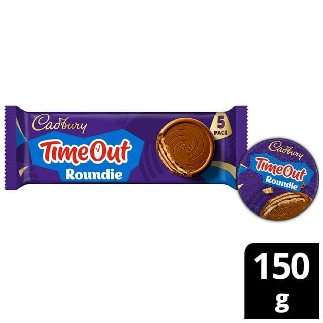 Cadbury Timeout 5 x 30g Roundie Milk Chocolate Multipack Wafer Biscuit Bars - gallery image 1