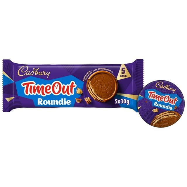 Cadbury Timeout 5 x 30g Roundie Milk Chocolate Multipack Wafer Biscuit Bars - gallery image 1