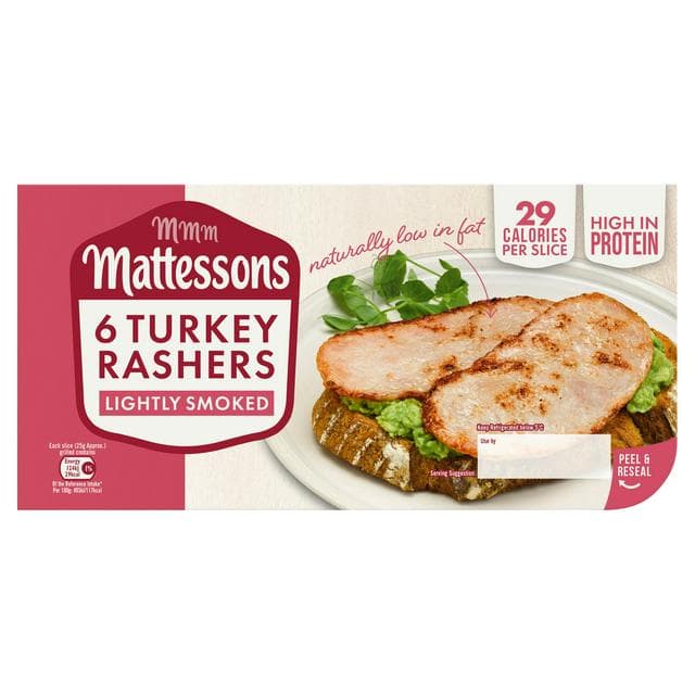 Mattessons Smoked Turkey Rashers Lightly x6 150g - gallery image 1