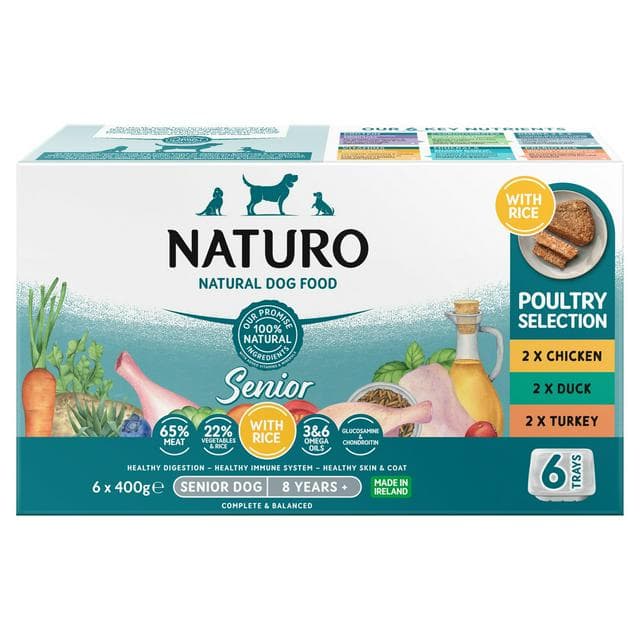 Naturo Natural Dog Food with Rice Senior 8+ Years 6x400g - gallery image 1