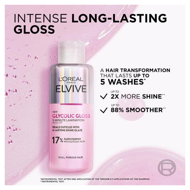 L'Oréal Paris Elvive Glycolic Gloss 5 Minute Lamination Treatment for Dull Hair 200ml - gallery image 2