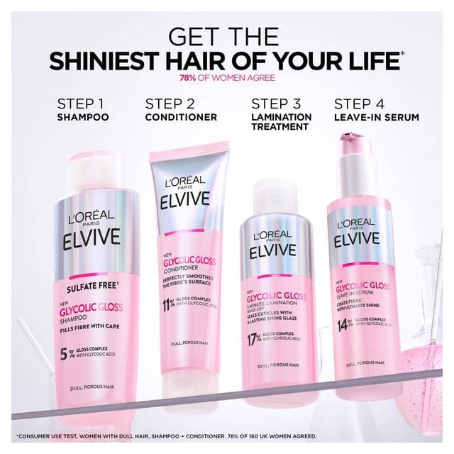L'Oréal Paris Elvive Glycolic Gloss Sulphate Free Shampoo for Dull Hair 200ml - gallery image 4