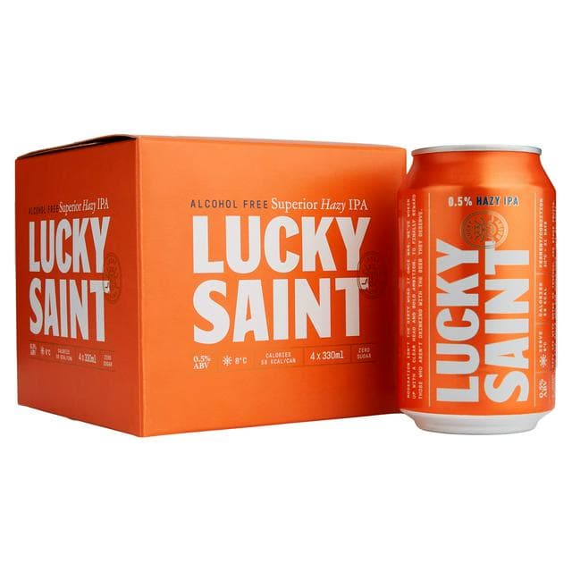 Lucky Saint 4 x 330ml Hazy IPA 0.5% Low Alcohol Cans - gallery image 1