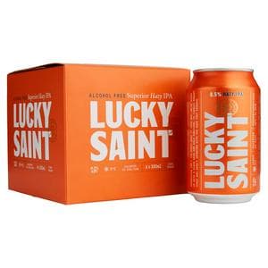 Lucky Saint 4 x 330ml Hazy IPA 0.5% Low Alcohol Cans