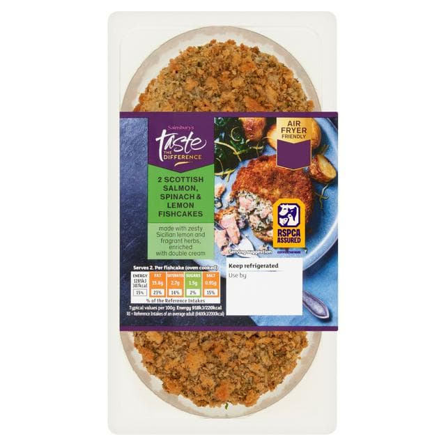 Sainsbury's Scottish Salmon, Spinach & Lemon Fishcakes, Taste the Difference x2 290g - gallery image 1