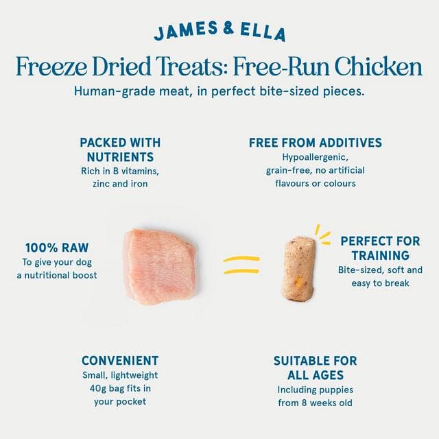 James & Ella Freeze Dried Free Run Chicken Dog Treats 40g - gallery image 3