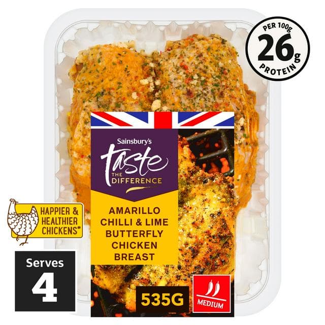 Sainsbury's Amarillo Chilli & Lime Butterfly Chicken Breast, Taste the Difference 535g - gallery image 1