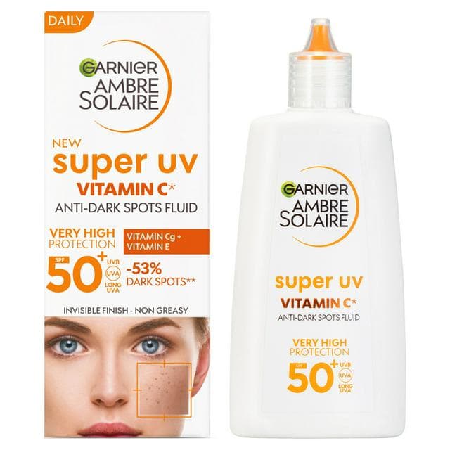 Garnier Ambre Solaire 40ml Super UV SPF 50+ Vitamin C Face Fluid Sun Cream - gallery image 1