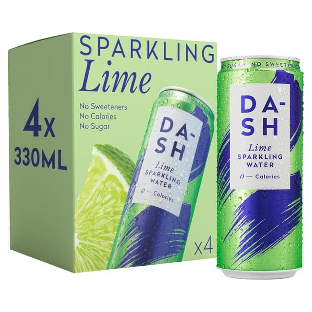 Dash Lime Sparkling Water 4 x 330ml - gallery image 1