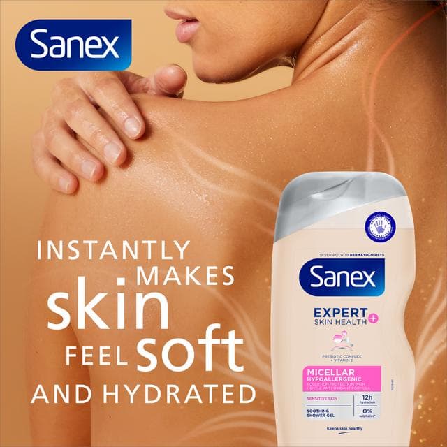 Sanex Expert Skin Health+ Micellar Hypoallergenic Shower Gel Body Wash 450ml - gallery image 2