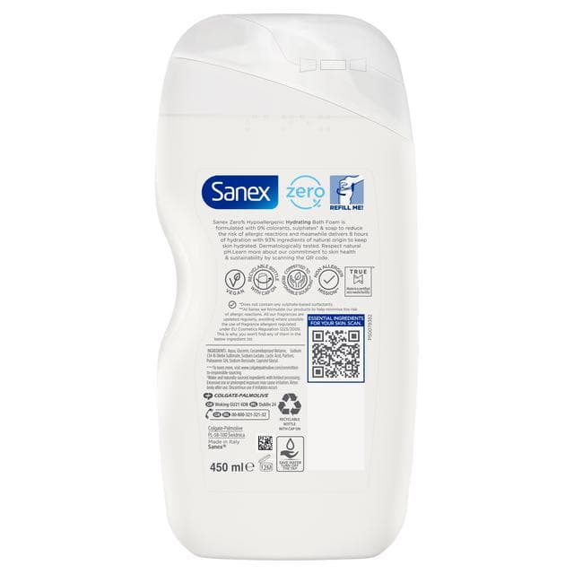 Sanex Zero% Hypoallergenic Relaxing Care Bath Soak 450ml - gallery image 2