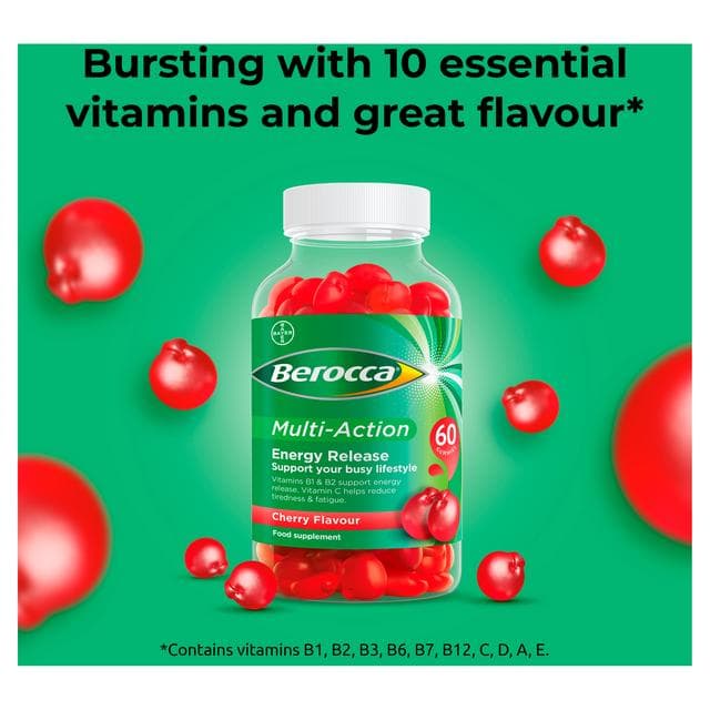 Berocca Multi Action Cherry Flavour Gummies x60 - gallery image 2