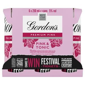 Gordon's Premium Pink Gin & Tonic Ready To Drink 5% Vol Cans 6x250ml