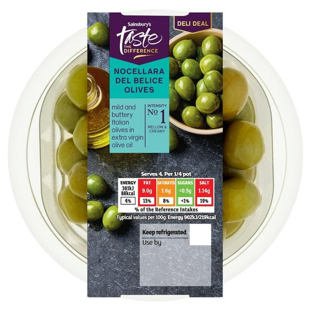 Sainsbury's Nocellara Del Belice Olives, Taste the Difference 160g - gallery image 1